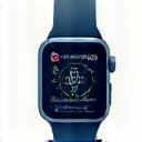 Icono de un reloj inteligente y gráficos de datos, representando seguimiento de salud con tecnología wearable.